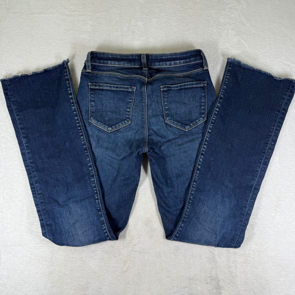 LAgence SNEEK Low Rise Straight Leg Jeans Dark Wash Raw Hem Size 25